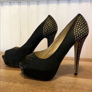 Aldo Black Rhinestone Heels